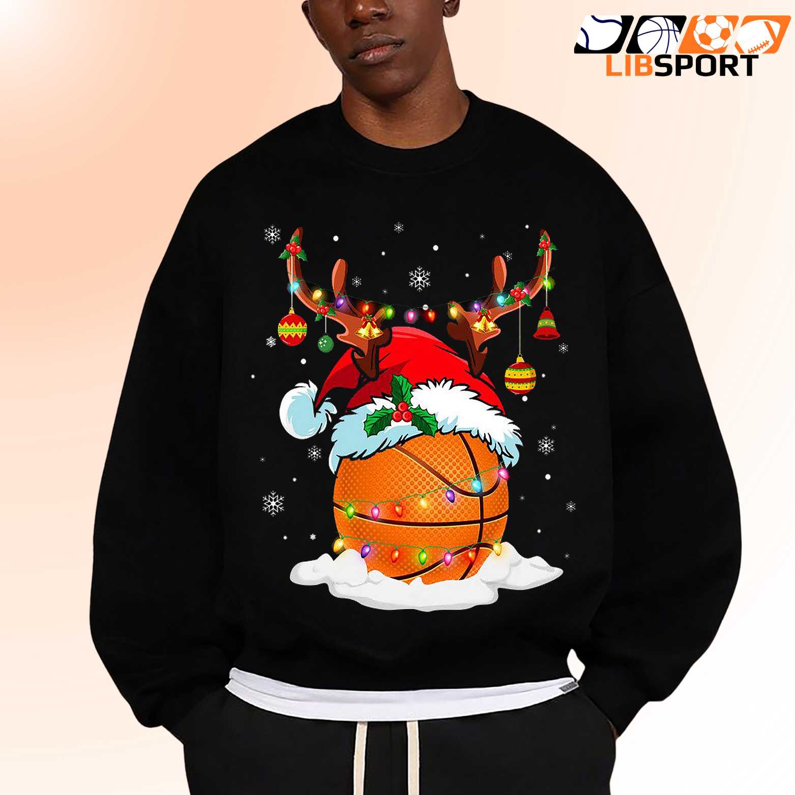 Reindeer Santa Hat T Shirt, Basketball Christmas Tee, Holiday Unisex Shirt